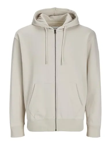 Jack & Jones JJECHARGE Sweatjacke - Moonbeam - Modische Kapuzensweatjacke im Loose Fit mit pflegeleichtem Material und praktischen Eingrifftaschen, ideal für lässige Freizeitlooks.