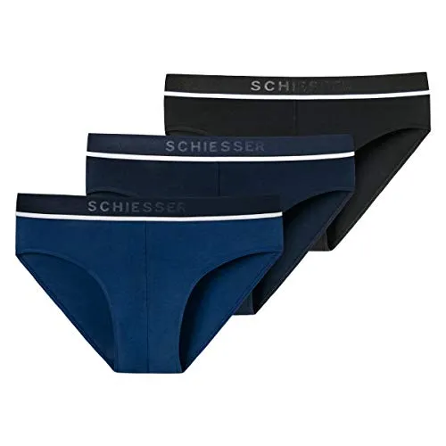 Schiesser Herren 95/5 Organic Cotton Unterwäsche (3er Pack) Slip - Herren-Slips aus 95% Bio-Baumwolle, sportlicher Logo-Webgummibund und ideale Passform für höchsten Tragekomfort.