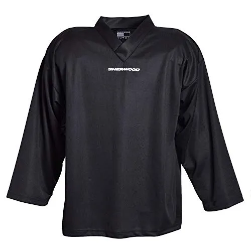 Sherwood Unisex Trainingsshirt Sher-wood Practice Jersey, Schwarz, M EU - Hochwertiges Eishockey-Trainingstrikot aus atmungsaktivem Mesh-Stoff für schnellen Feuchtigkeitstransport. Klassisches V-Neck-Design mit Sherwood Logo. Erhältlich in 4 Größen und 6 Farben.