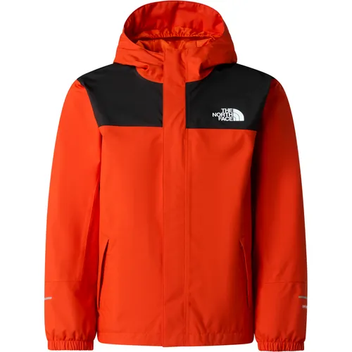 The North Face Boys Antora Regenjacke lava red (G6L) XL - Die Boys Antora Regenjacke von The North Face bietet zuverlässigen Schutz bei jedem Wetter. Hergestellt aus 100% recyceltem Polyester, ist sie wasserdicht, atmungsaktiv und ideal für Outdoor-Abenteuer.