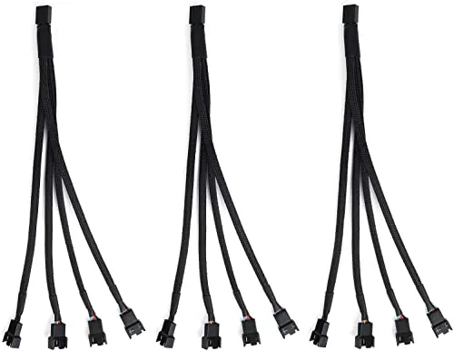 Aypzuke 3 Packs PWN Fan Splitter Lüfterteiler kabel (3PIN +4PIN) 1 bis 4 Converter.