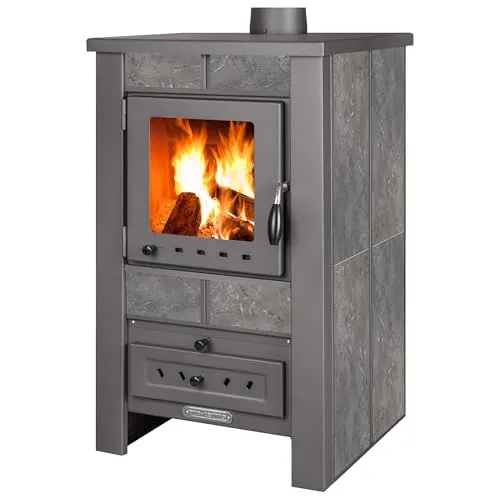 ProTermo Alpina G Kaminofen Anthrazit - 8 kW Heizleistung - Kaminofen für Räume bis 70 m², gefertigt aus hochwertigen Materialien mit Schamottsteinen für maximale Sicherheit und Qualität. Ideal für eine gemütliche Atmosphäre.