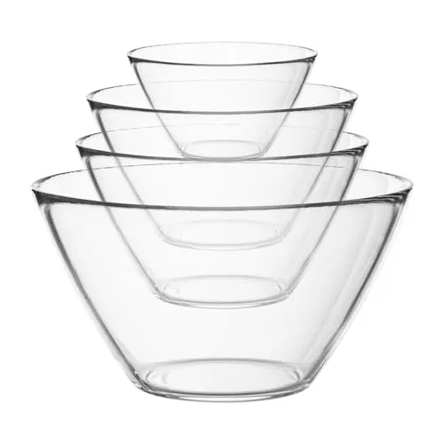 Bormioli Rocco Basic Set Insalatiere 4 Stück - Schüsselsets mit 4 eleganten Insalatiere, ideal für Salate und Snacks, bruchsicher und spülmaschinenfest.