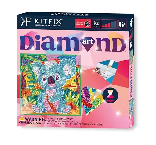 Kitfix - Diamond Art - Koala - Diamond Painting für Kinder ab 6-20 x 20 cm - für Mädchen, Jungen und Erwachsene - 2409