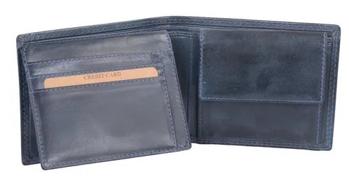 GlücksNugget Geldbörse Echtleder Scheintasche, blau