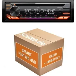 JUST SOUND Autoradio Einbauset JVC KD-DB922BT für Smart Fortwo 450