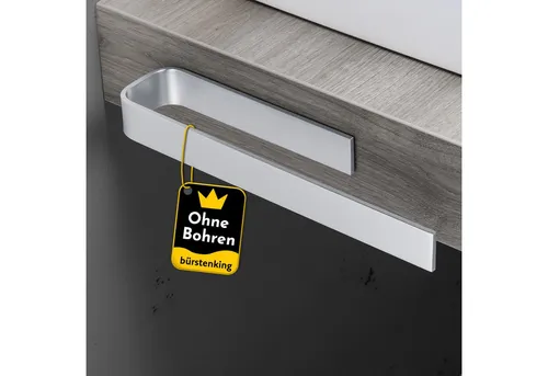 Bürstenking Handtuchhalter Handtuchhalter 33/39 cm – Klebemontage, Aluminium, ohne Bohren, 3M-Kleber - Profikleber für starken Halt