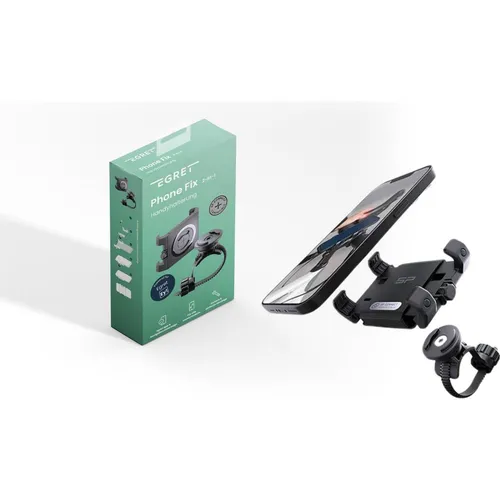 egret Phone Fix Universal-Handyhalterung für Lenkstange - Praktische Halterung für Smartphones (58-85 mm) an E-Scootern und Fahrrädern, sicherer Halt und einfache Montage auf Lenkern mit 22-42 mm Durchmesser.