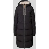 camel active Damen Langer Puffermantel mit gefütterter Kapuze Schwarz - Funktionsjacke mit Wasserabweisenden und winddichten Eigenschaften, ideal für kalte Tage und stylish im Relaxed Fit.