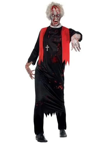 Smiffys Zombie Hohepriester Kostüm - Gruseliges Zombie Priester Kostüm für Herren, inklusive Tunika und Kreuzanhänger. Ideal für Halloween und Themenpartys, aus leichtem Material für hohen Tragekomfort.