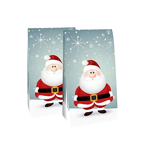 pajoma® Adventskalender zum Befüllen Santa – 24 beschichtete Papiertüten mit Zahlenaufklebern | DIY Weihnachtskalender Bastelset | Geschenktüten für Weihnachten