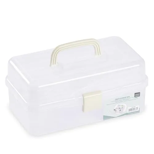 Vaessen Creative Staubox, Aufbewahrungsbox, Sortierbox, Ordnungssystem, Transparent für Bastelutensilien, Bastelwerkzeuge Aufbewahrung Schmuck Und Spielzeug, 31 x 17 x 15 cm