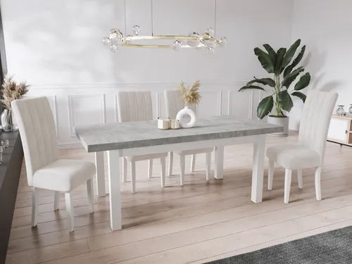 WFL Group Esstisch, Hellgrau, Ausziehbar für bis zu 10 Personen - Moderne Esstische aus Holzwerkstoff, ausziehbar auf 240 cm für Dinnerpartys, mit stabilen Buchenholzbeinen und langlebiger, kratzfester Oberfläche – ideal für jedes Zuhause.