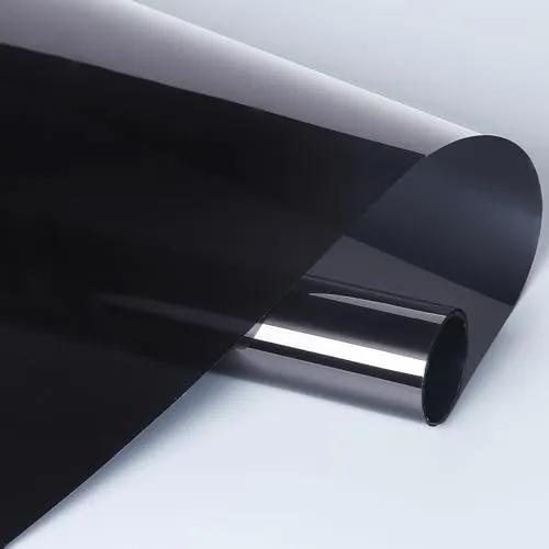 FENTIS Sonnenschutzfolie Spiegelfolie Verdunkelungsfolie Fensterfolie Tönungsfolie Nichtklebend UV-Schutz Privacy Glasfensteraufkleber Schwarz für Haus und Büro 44.5x200cm