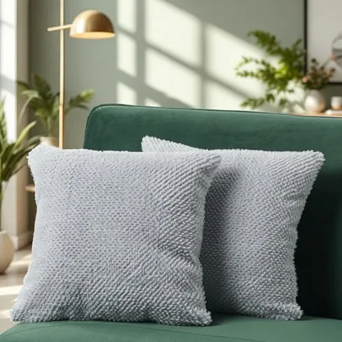 Paco Home Kissenbezug 2er Set Deko Wohnzimmer Sofakissen Bezug Couchkissen Kissenhülle Dekokissen Boho Weich Waschbar, Farbe:Grau, Sets:2pcs-Set