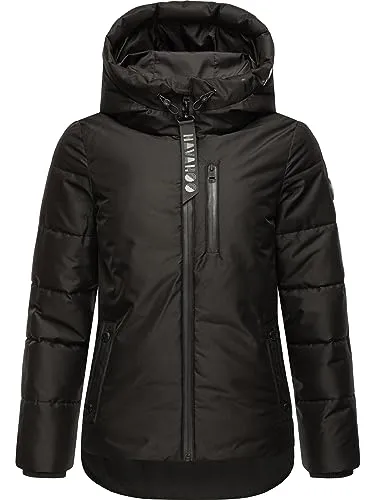 Navahoo Damen Winterjacke Steppjacke Krümelein Black Gr. L - Funktionsjacke mit wasser- und windabweisendem Material, figurumschmeichelndem Schnitt und praktischem Reißverschlussanhänger - ideal für kalte Herbst- und milde Wintertage!
