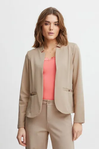 fransa FRCEDILAN Damen BlazerKurzblazer Jacke Stehkragen ohne Knopfleiste Taschen mit Druckknopf, Größe:L, Farbe:Silver Mink (171312)