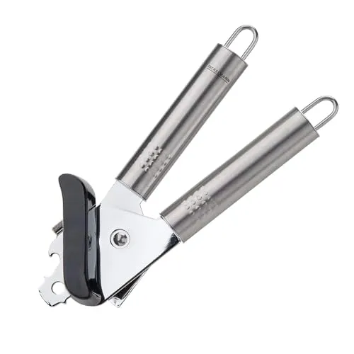Fackelmann Dosenöffner OVALGRIFF, praktischer Konservenöffner aus Edelstahl, Universalöffner mit ergonomischem Griff (Farbe: Silber), Menge: 1 Stück