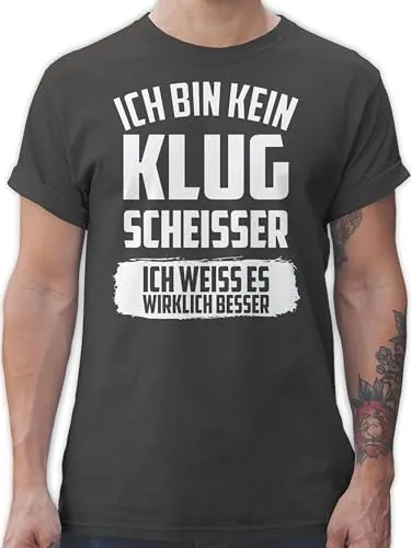 T-Shirt Herren - Sprüche Statement mit Spruch - Ich Bin kein Klugscheißer ich weiß es wirklich Besser - 3XL - Dunkelgrau - Tshirt+ich+Bin+kein+klugscheißer spruchshirts sprueche köugscheißer