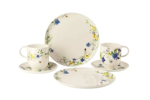 Rosenthal Brillance Fleurs des Alpes Set 6-tlg. - Elegantes Tafelservice - Hochwertiges 6-teiliges Tafelservice aus Premium Bone China, spülmaschinenfest und mikrowellengeeignet - ideal für stilvolle Frühstücke.
