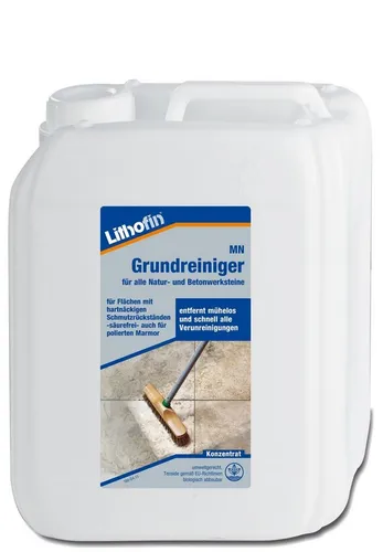 Lithofin MN Grundreiniger 5 Liter - Bodenreiniger für die gründliche Reinigung von Natur- und Kunststein, entfernt effektiv Schmutz und Pflegefilme.