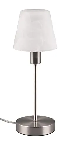 Trio Leuchten Tischleuchte Luis II 595700107 - Tischlampe aus Metall in Nickel matt mit alabasterfarbigem Glasschirm. Inklusive On/Off Touch-Funktion für einfachen Gebrauch, ideal für stimmungsvolle Beleuchtung.