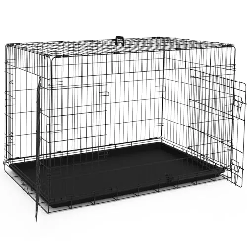 VOUNOT® Klappbarer Hundekäfig XXL, 122x75x81cm mit Bodenschale