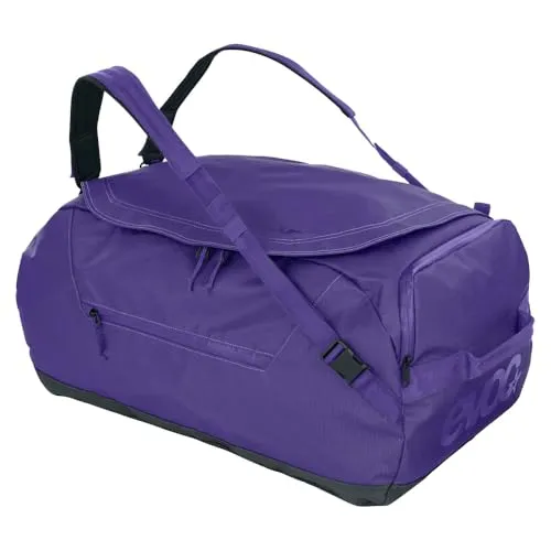 EVOC DUFFLE BAG 60 - Lila / Schwarz - Robuster Duffle Bag mit viel Stauraum und wasserresistentem Material. Ideal für Abenteuer und Reisen. Flexibel tragbar als Rucksack oder Tasche, mit gepolsterten, anpassbaren Schultergurten und praktischen Nassfächern.