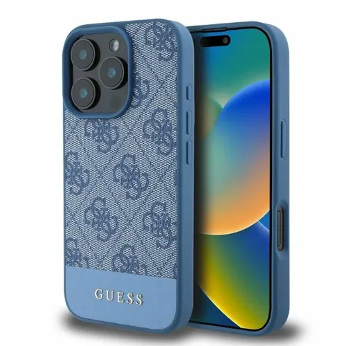 GUESS Hardcase für Apple iPhone 16 Pro Max - Blau mit 4G Bottom Stripe Design - Taschen & Schutzhüllen – Robuste Hardcase-Hülle aus Kunststoff, idealer Schutz für dein iPhone 16 Pro Max mit stylischem Design.