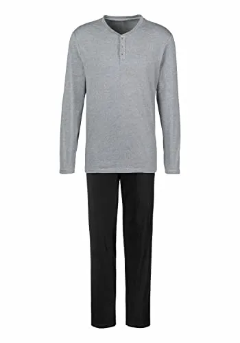 s.Oliver Herren Pyjama, Grau-meliert-schwarz, 48-50 - Bequemer s.Oliver Herren Pyjama in Grau-meliert und Schwarz, Größe 48-50. Ideal für entspannte Nächte und erholsame Schlafstunden.