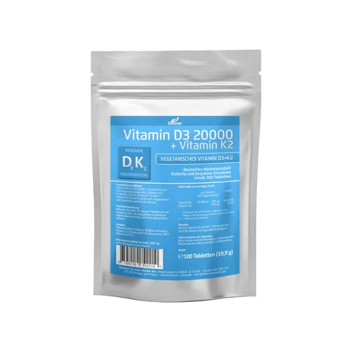 Vitamin D3 K2 20.000 I.E D3 20000 Hochdosiert + K2 MK7 200mcg Depot no Kapseln