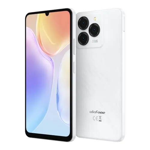 Ulefone Android 14 Handy ohne Vertrag Note 20 PRO, 6,75'' HD+ Großbildschirm, 8GB RAM + 256GB ROM, 50MP+8MP+2MP, DUAL-SIM Smartphone, 6000mAh Akku, Fingerabdruck + Gesichtserkennung, GPS, Weiß