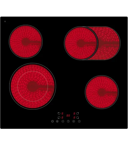 PKM KF4-2KB G - 60 cm Glaskeramik-Kochfeld, autark mit Touch Control und 6600 Watt Leistung, inklusive Bräterzone und Kindersicherung