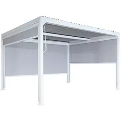 Alu Pergola MCW-L41 mit 3 Seitenwänden - Pavillon mit stabilem 8cm Metallgestell, ideal für Garten oder Terrasse. Schaffen Sie einen stilvollen Rückzugsort mit Schutz vor Sonne und Wind.
