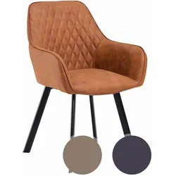 Armlehnstuhl SALESFEVER, grau (anthrazit, schwarz) - Stühle mit gepolsterter Sitzfläche und eleganter Rückenlehne mit Rautensteppung, ideal für stilvolle Wohnräume. Strapazierfähig und pflegeleicht.