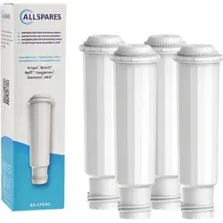 AllSpares Wasserfilter (x4) für Krups Espressomaschinen - Kaffeeautomaten-Wasserfilter, 4 Stück für optimalen Geräteschutz. Hohe Lebensdauer von 1-2 Monaten pro Filter, kompatibel mit Krups und Bosch/Siemens. Top-Qualität als perfekte Alternative zum Original.