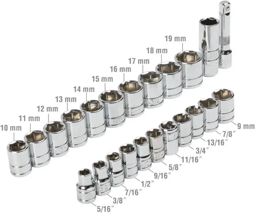 24-tlg. WORKPRO Steckschlüsselsatz Umschaltknarre metrisch zoll Werkzeugkasten