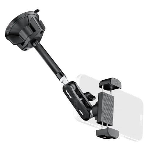 NEEWER Auto Handyhalterung 360° drehbare Vakuum Saugnapf Handyhalter aus Metall mit Verlängertem Magic Arm kompatibel mit iPhone Samsung, für Windschutzscheibe Dachfenster Glas Navigation Video, PA137
