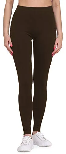 Bellivalini Leggings Damen aus Viskose Ganzjährig Bequeme Bekleidung Damen für tägliches Tragen oder Sport BLV50-147 (Braun, XXL)