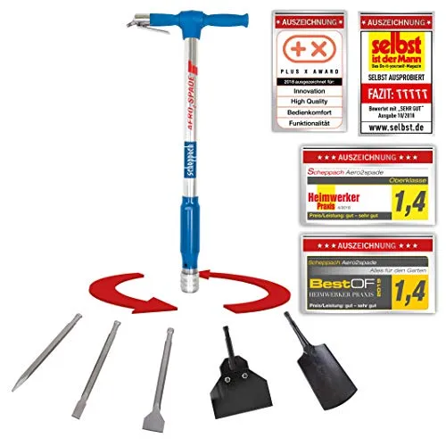 Scheppach Aero2Spade 5in1 Universal-Druckluft-Werkzeug - vielseitiges Werkzeug für Grab- und Renovierungsarbeiten, kraftsparend und vibrationsgedämpft