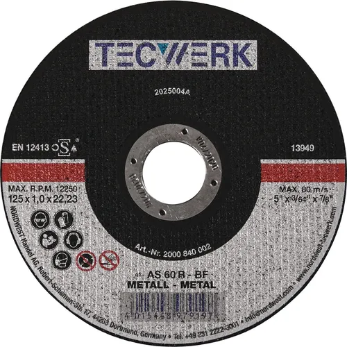 Trennscheibe D115x1mm ger.STA Bohr.22,23mm TECWERK