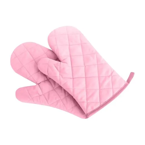 Voarge Ofenhandschuhe, Hitzebeständig Ofenhandschuhe Verdickte Hitzeresistente Topfhandschuhe Topflappen Backhandschuhe, 1 Paar, rosa