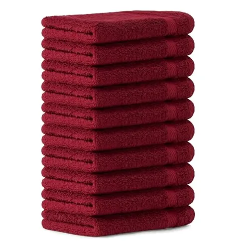 Luckytowel 10er Set Gästehandtücher 30x50 cm in rot von Luckytowel