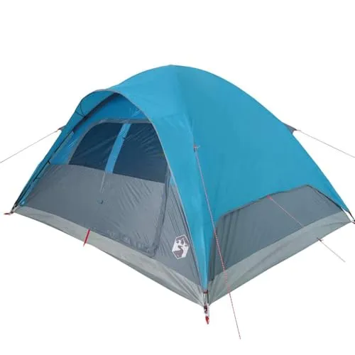 vidaXL Kuppel-Familienzelt für 6 Personen - Blau - Wasserdichtes Familienzelt mit abnehmbarem Überzelt, ideal für komfortable Campingabenteuer. Leicht transportierbar und bietet hervorragende Belüftung sowie Insektenschutz.