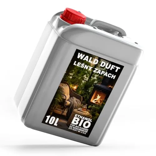 10L Premium Bioethanol 96,6% Reinheit - 10 Liter Ökologischer Brennstoff für Ethanolkamin, Saubere Verbrennung, Rauchfrei, Lebendige und Stabile Flamme (Waldduft)