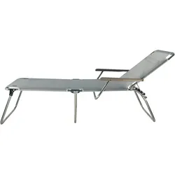 Dreibeinliege Amigo 40+ aus Aluminium mit Armlehne, Silbergrau - Gartenliege aus langlebigem Aluminium, ideal für entspannte Stunden im Freien. Genießen Sie Komfort und Funktionalität in Ihrem Garten oder auf der Terrasse.