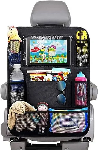König Design Auto Rückenlehnenschutz und Organizer,Wasserdicht und Pflegeleicht Oxford Tuch Autositz Organizer, Rücksitz Organizer mit Viel Stauraum,Auto Rückenlehnenschutz für Kinder (1 Stück)