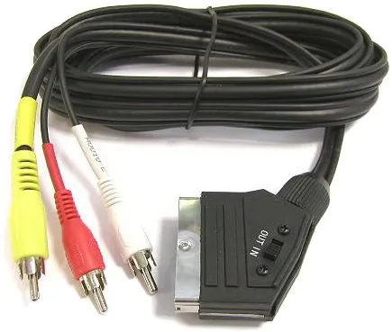 PremiumCord SCART zu 3 x CINCH Kabel 1,5 m mit Schalter