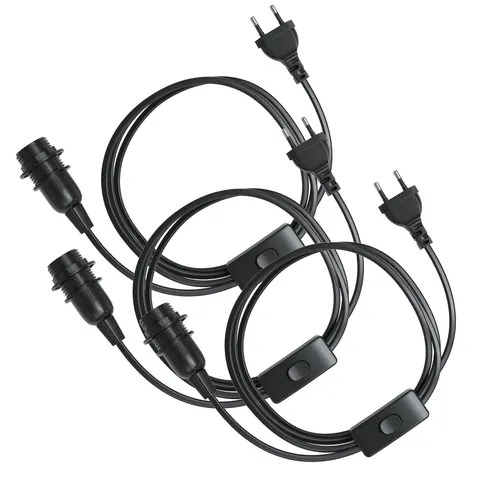 3x E14 Lampenfassung mit 5m Kabel und Schalter in schwarz von EAZY CASE