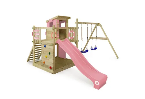 Wickey Spielturm Smart Camp – Kletterturm mit Rutsche, Schaukel & Spielhaus - Spieltürme aus kesseldruckimprägniertem Massivholz, 10 Jahre Garantie auf Holzelemente, kreative Gestaltungsmöglichkeiten für Kinder und maximale Sicherheit.